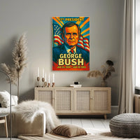 George H. W. Bush 41st President of the United States Colorful Comic Book Style Poster