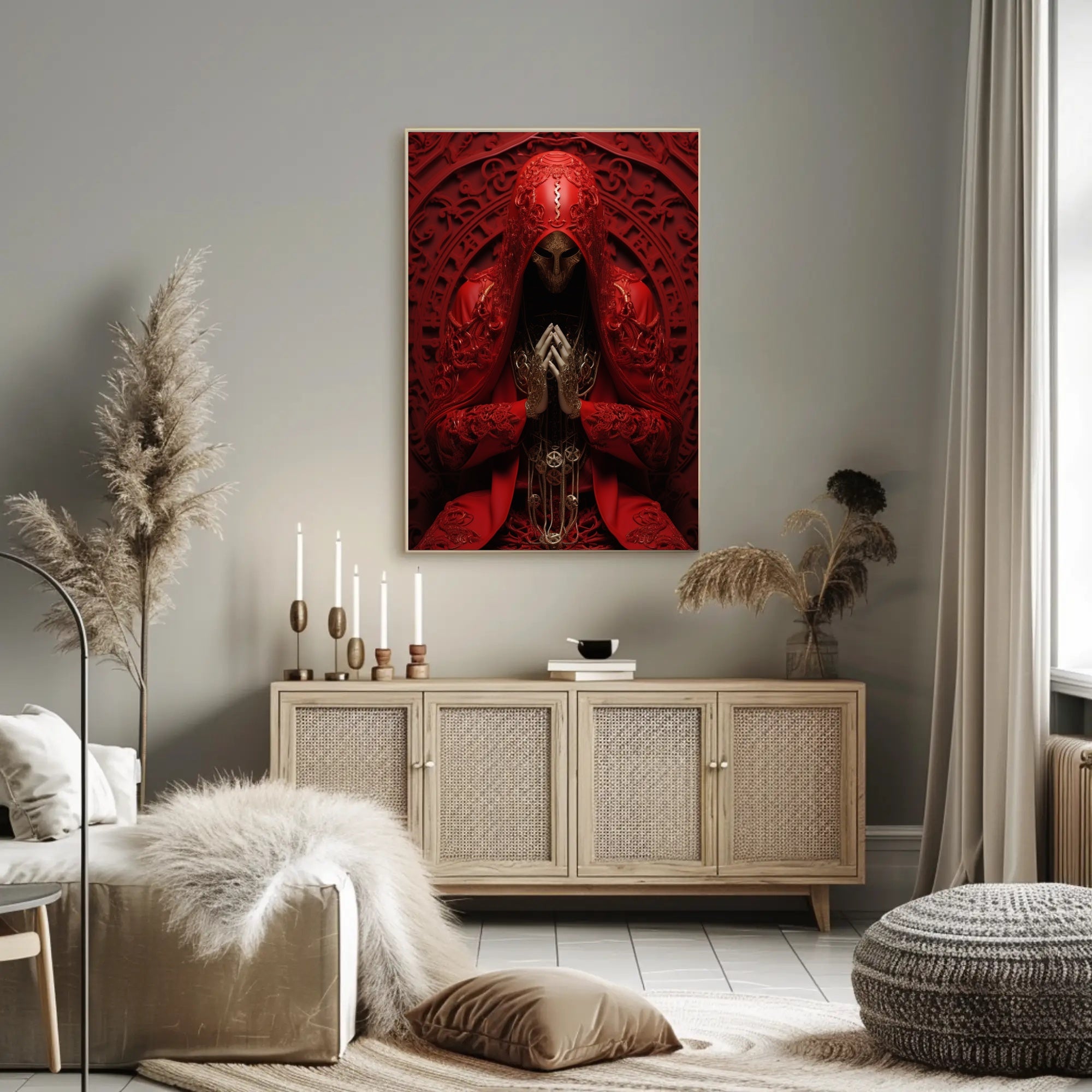 The Enigmatic Figure In Red Poster PosterGoat