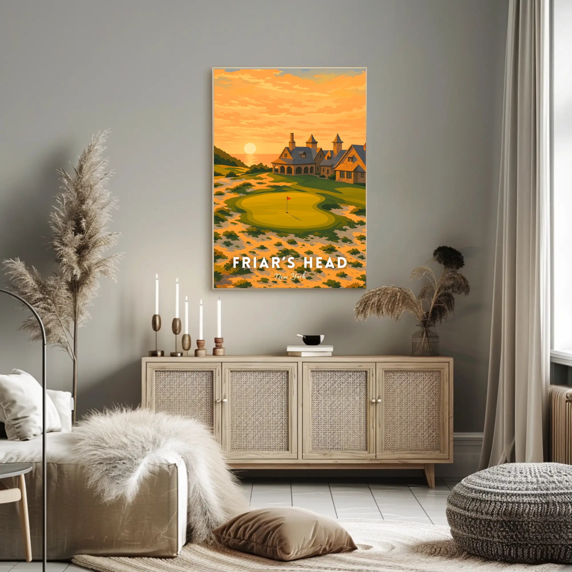 Serene Golf Course Sunset Artistic Sports Poster