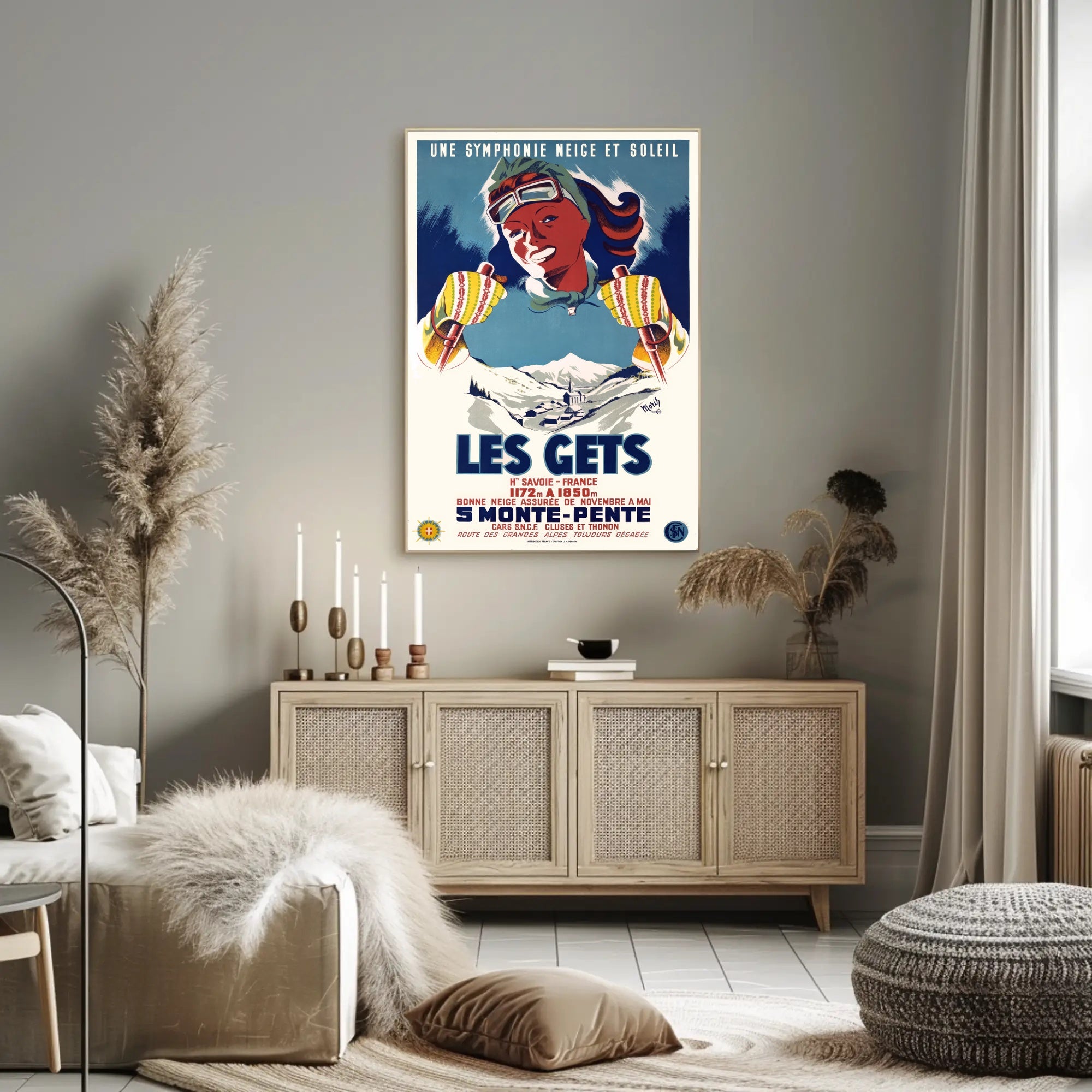 Les Gets Retro Skiing Travel Poster PosterGoat