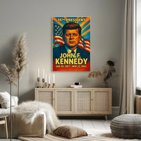John F. Kennedy 35th President of the United States Colorful Comic Book Style Poster