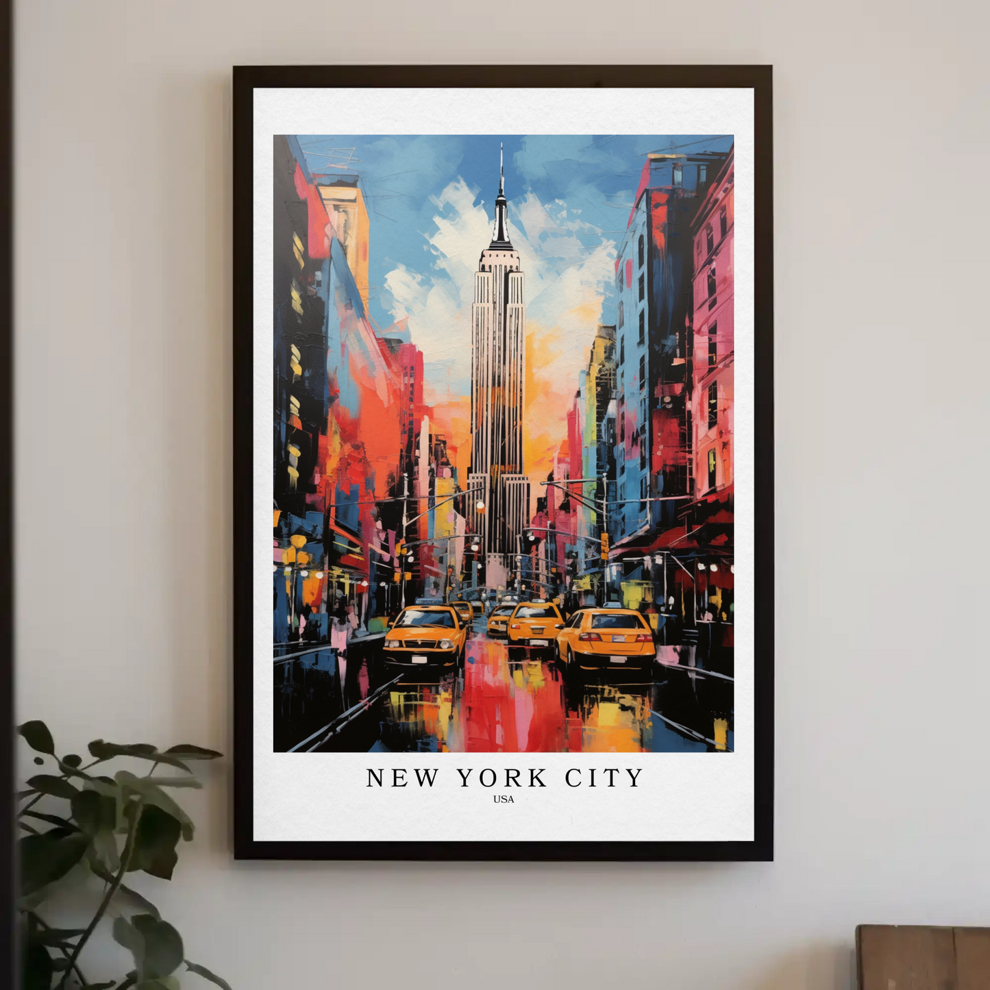 New York City Empire State Colorful Skyline Travel Poster