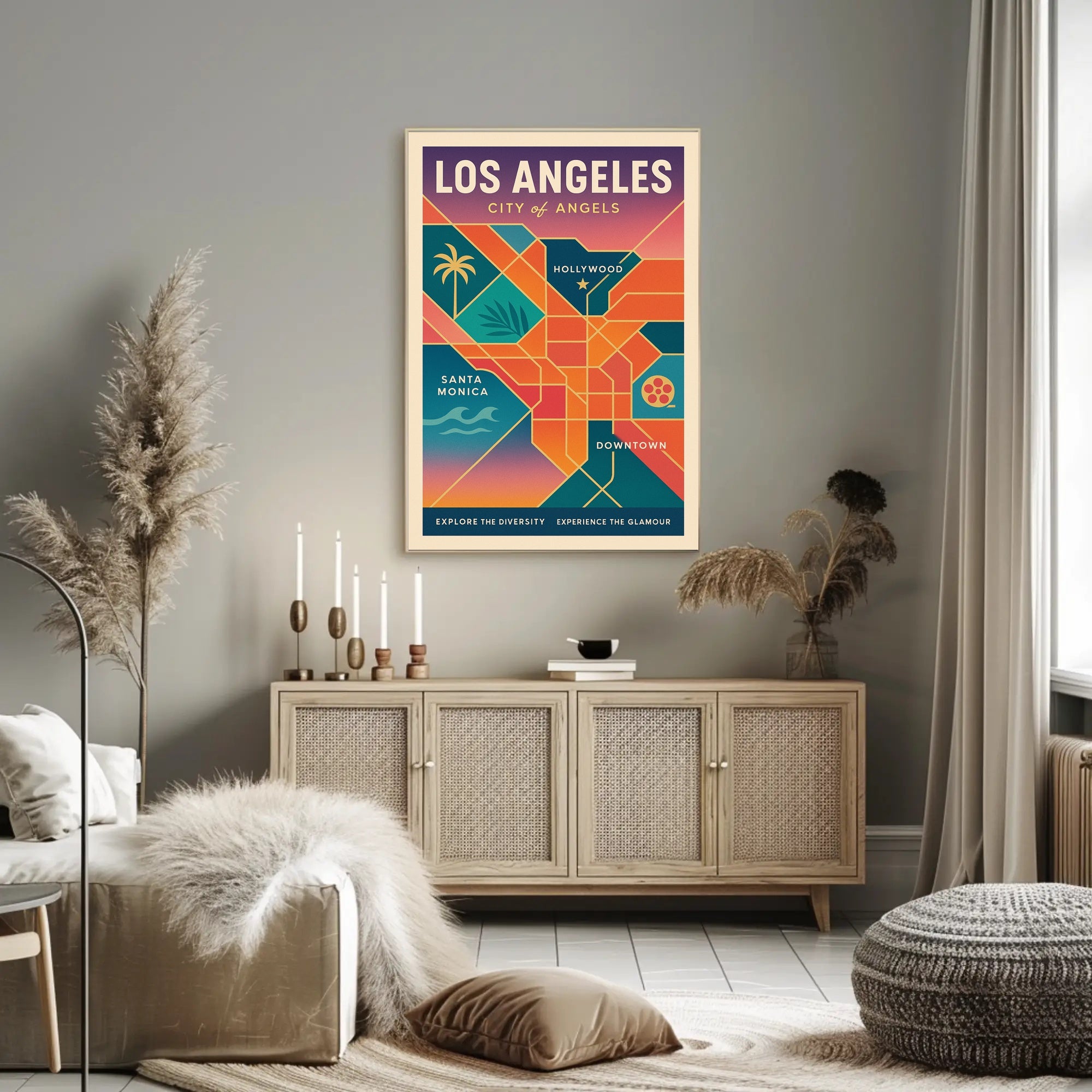 Los Angeles Retro Glamour Travel Poster PosterGoat