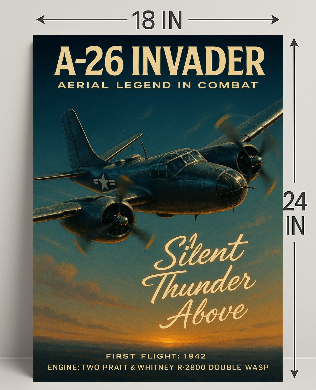 A-26 Invader Vintage WWII Aviation Art Poster