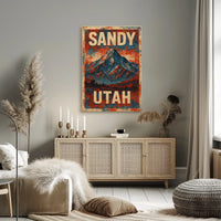 Sandy Utah Wasatch Range Mountain Adventure Travel Vintage Ads Typography Nature Landscape Poster