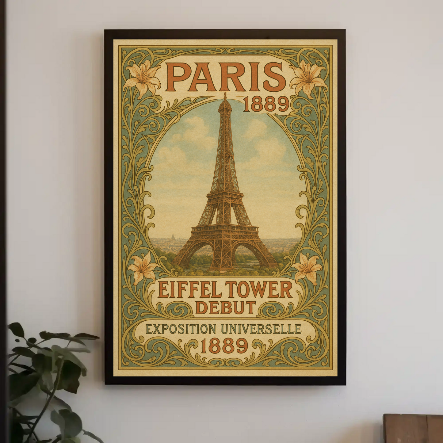 Paris 1889 Eiffel Tower Debut Art Nouveau Travel Poster