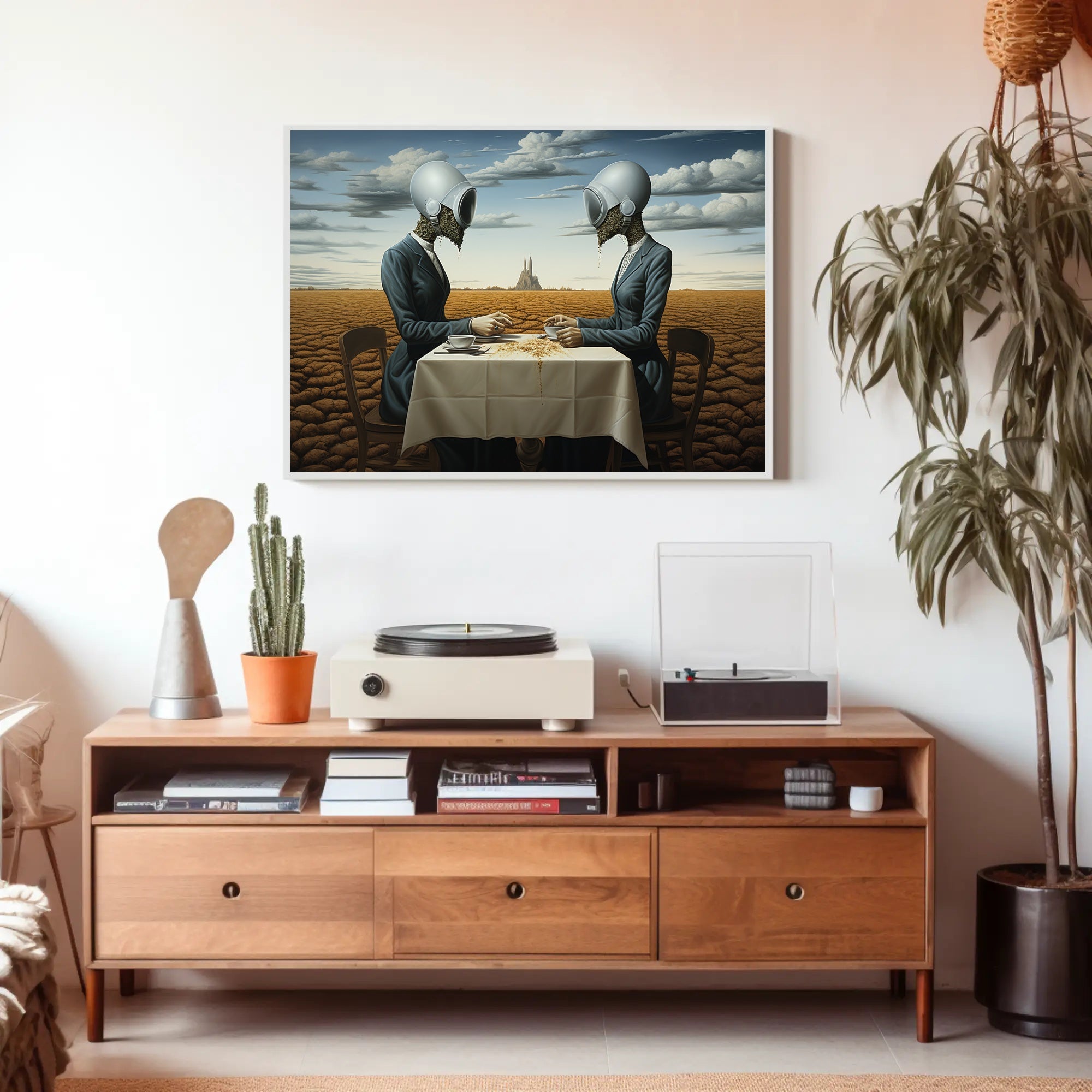 Surreal Tea Ceremony in Futuristic Sci-Fi Poster