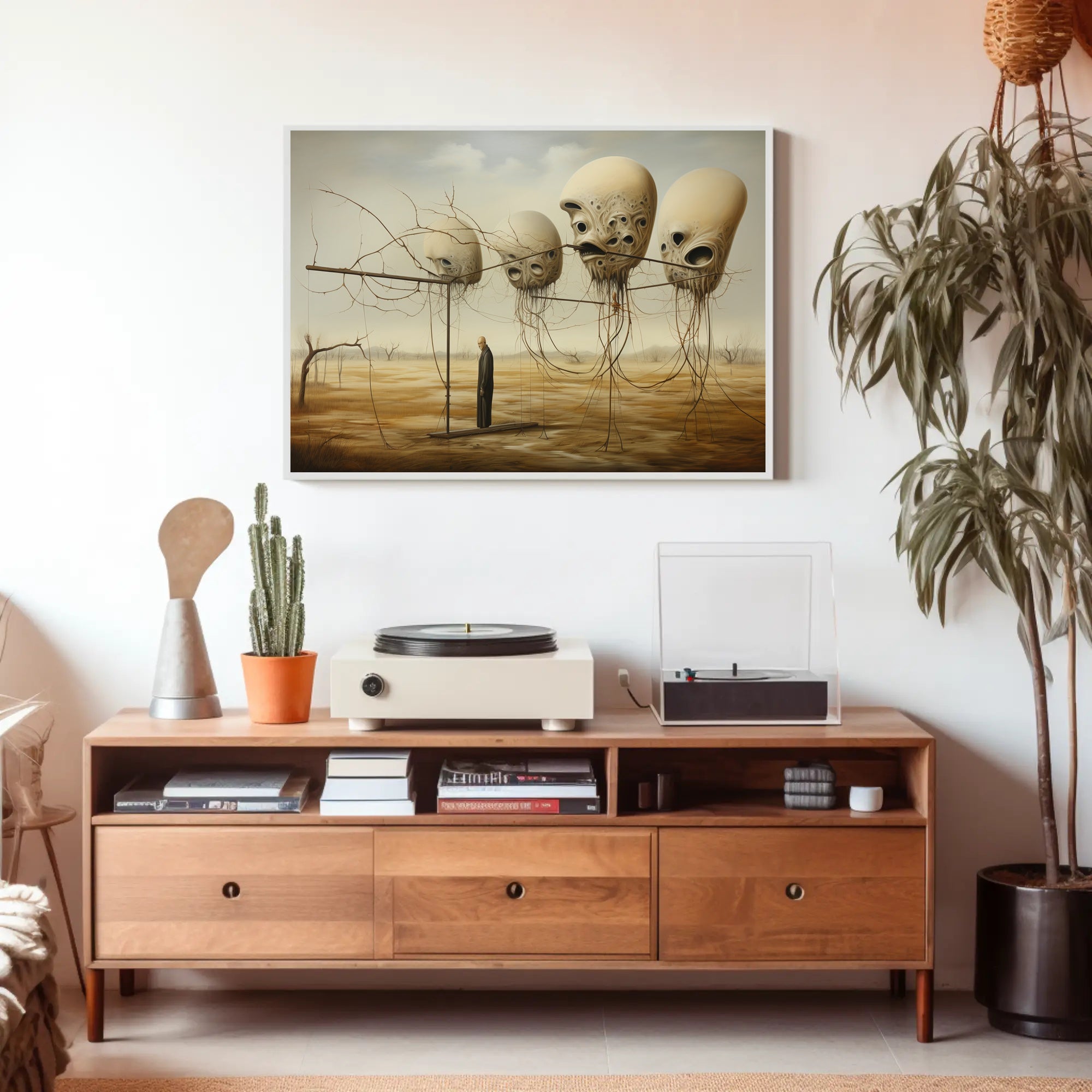 Surreal Landscape with Alien Forms Artistic Poster