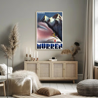 Ski Adventure in Mürren Vintage Travel Poster PosterGoat