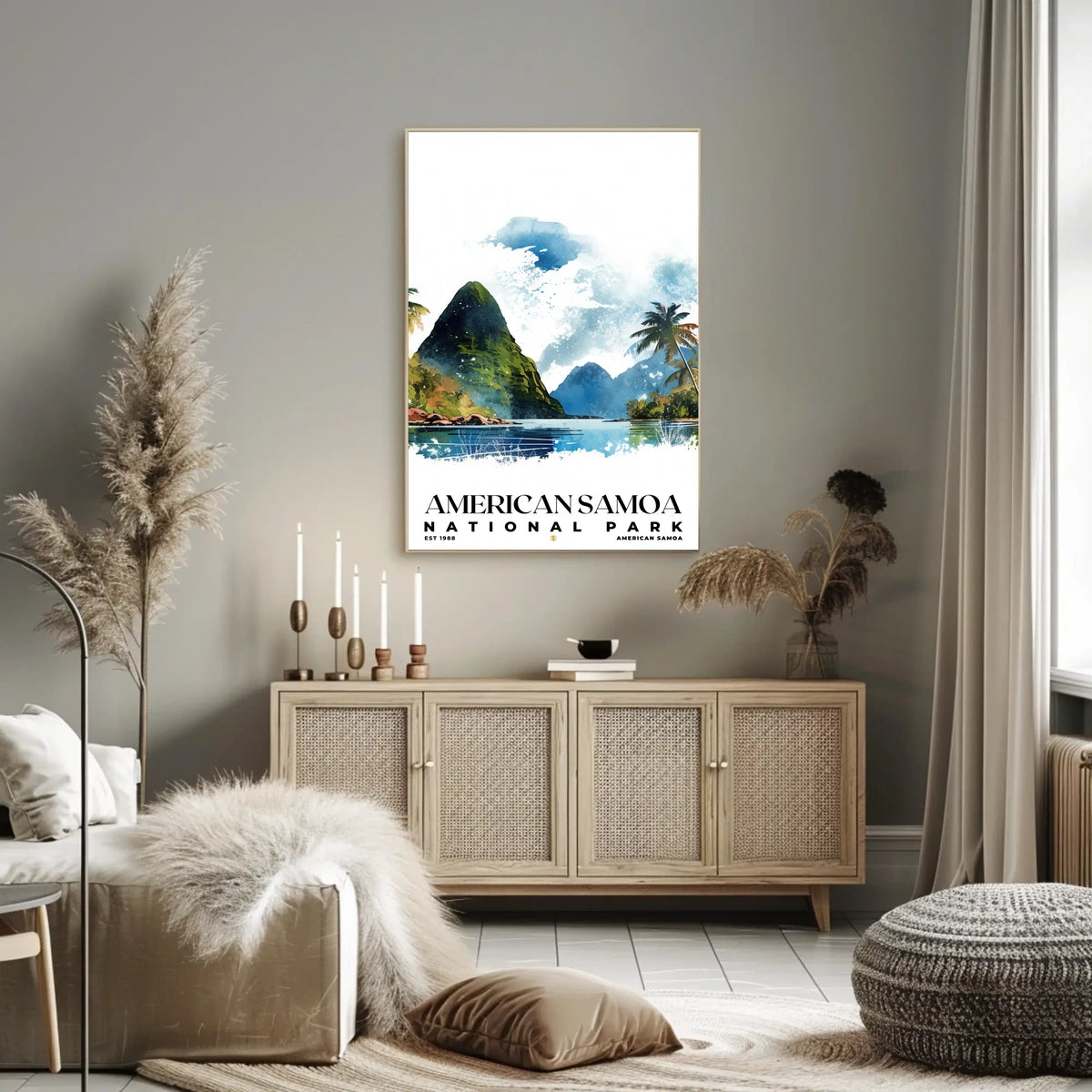 American Samoa Watercolor Wall Art Poster