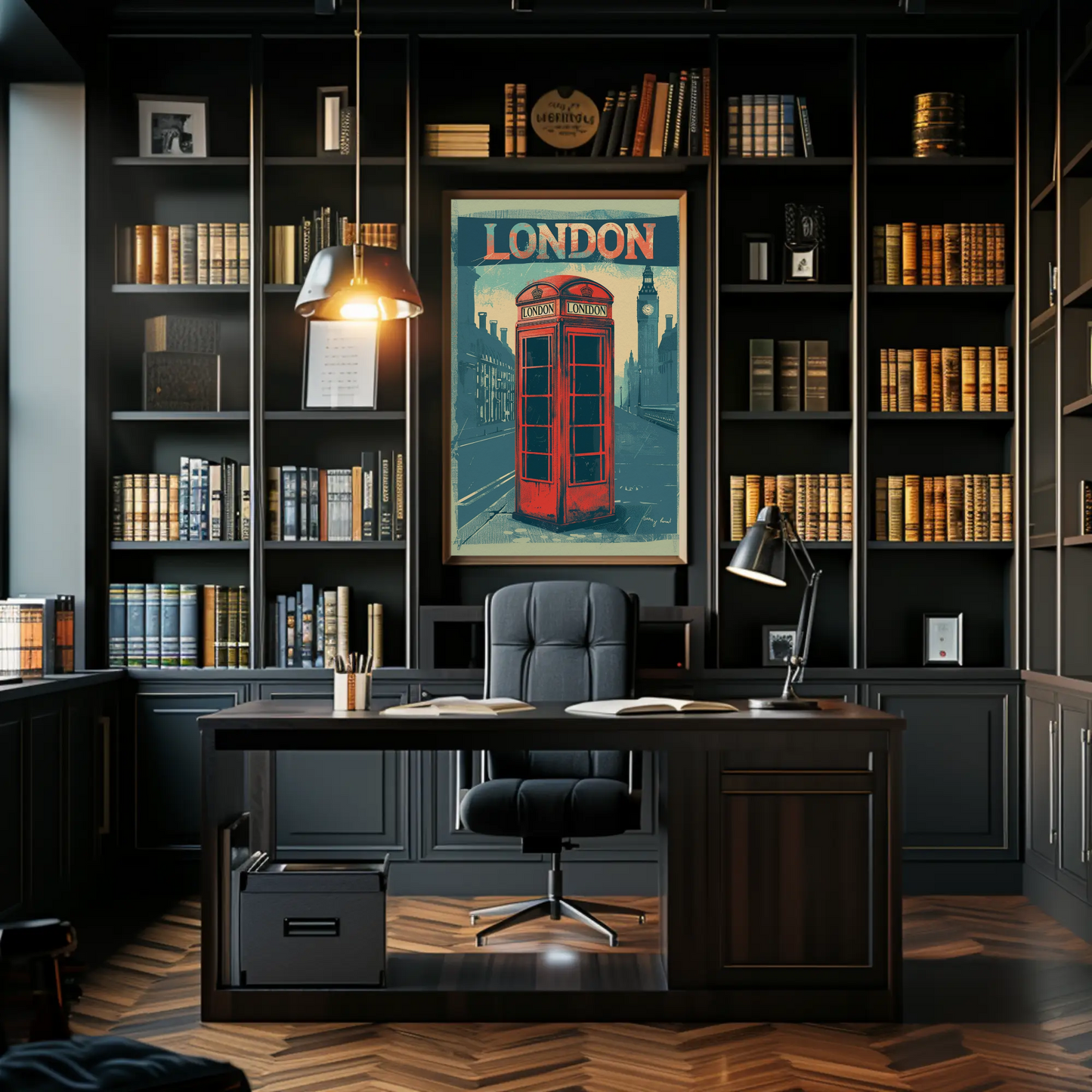 London Vintage Travel Poster - Phone Booth