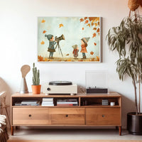 Charming Autumnal Children Illustration Poster for Home Decor