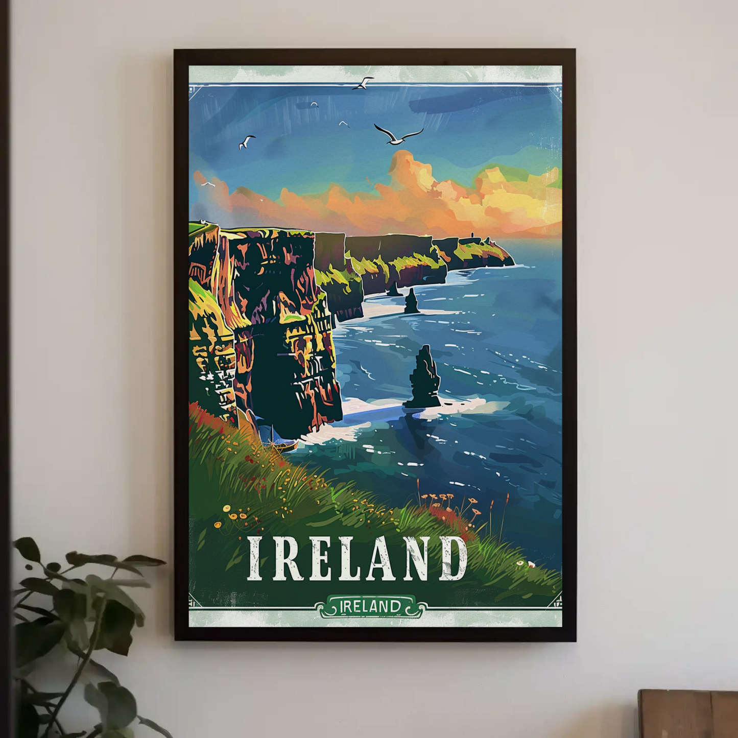 Ireland Cliffs Of Moher Coastal Atlantic Scene Travel Poster