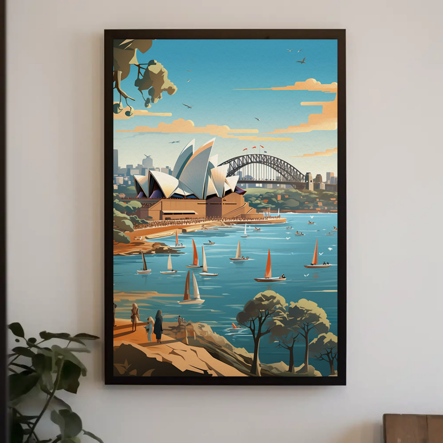 Sydney Opera House Harbor Bridge Boats View Travel Poster