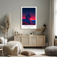Great Sphinx Poster Under Surreal Night Sky - Fantasy Poster