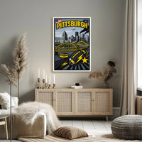 Pittsburgh Skyline and Symbols Poster PosterGoat