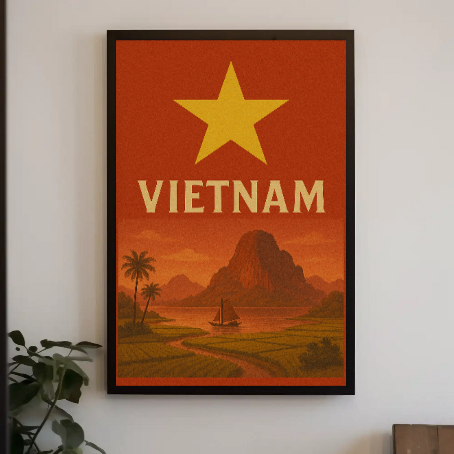 Vietnamese Serenity Travel Art: Vintage Exploration Travel Poster