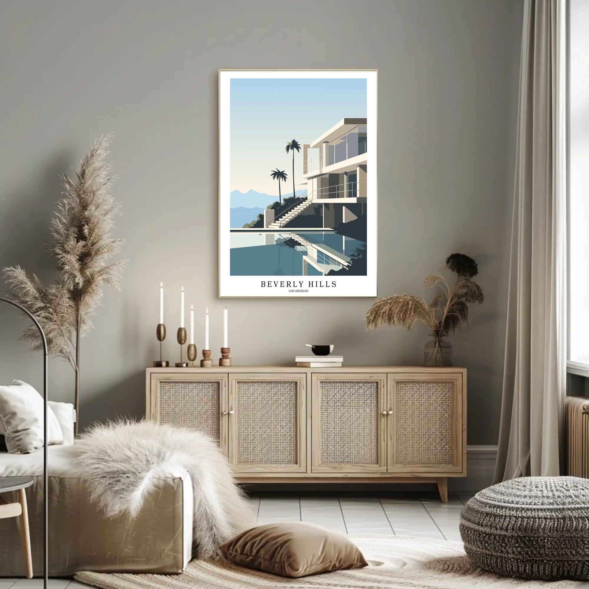 Luxurious Contemporary House Illustration Poster - Urban or Cityscape Poster PosterGoat