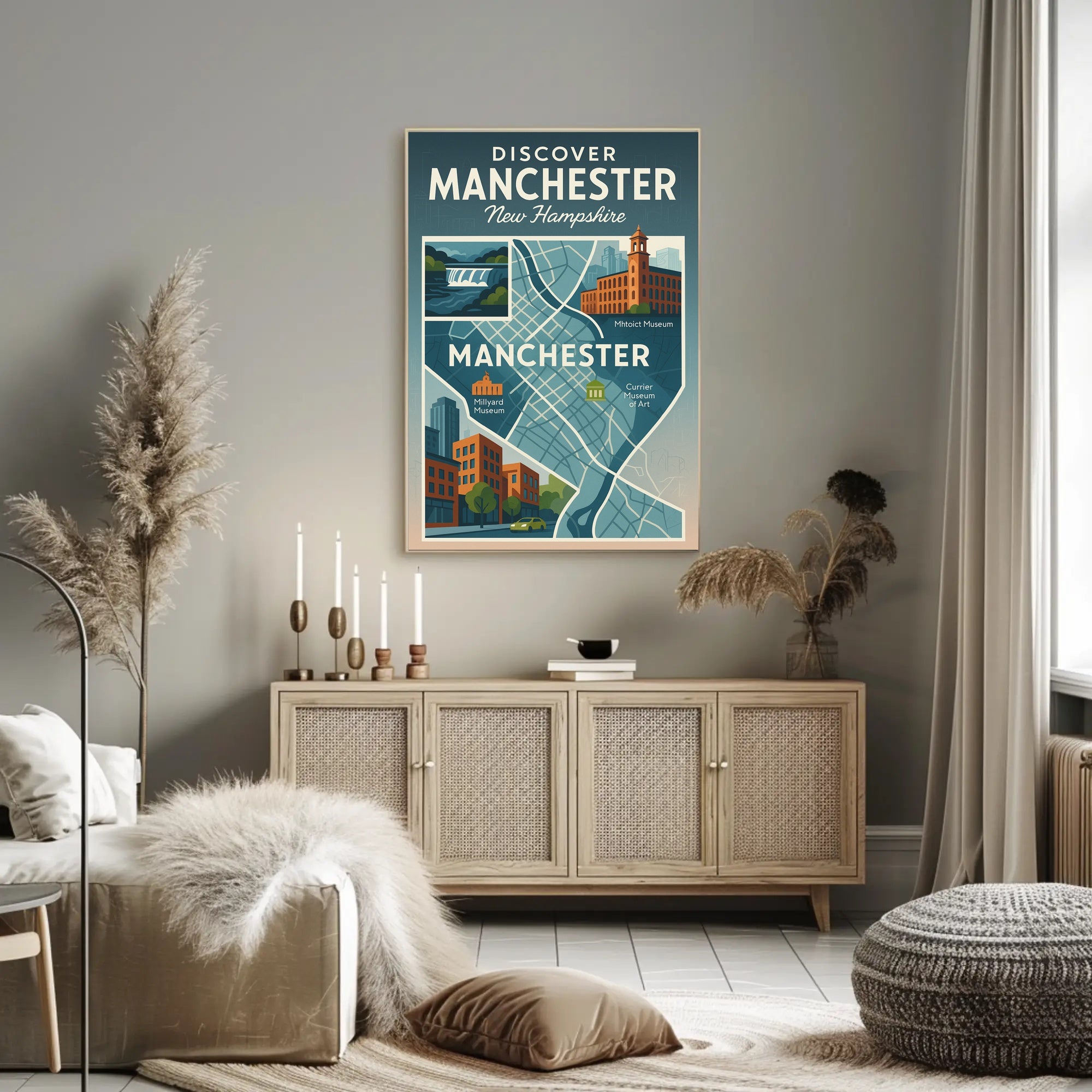 Discover Manchester, New Hampshire Poster PosterGoat