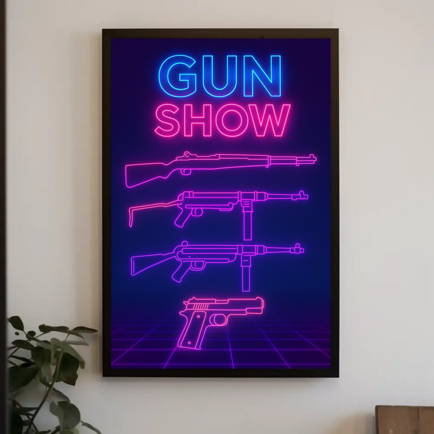 Gun Show Neon Firearm Poster
