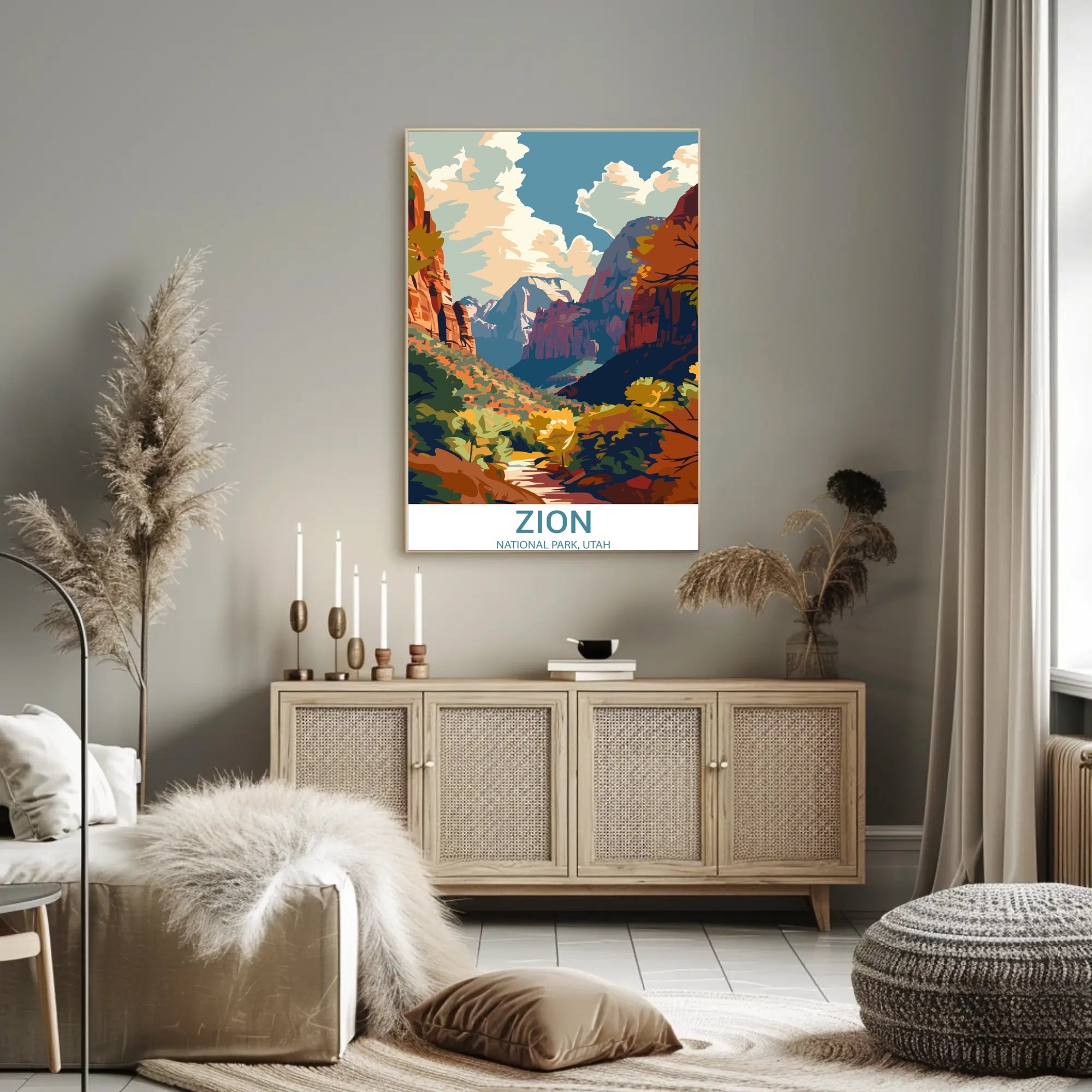 Zion National Park Vintage Adventure Travel Poster