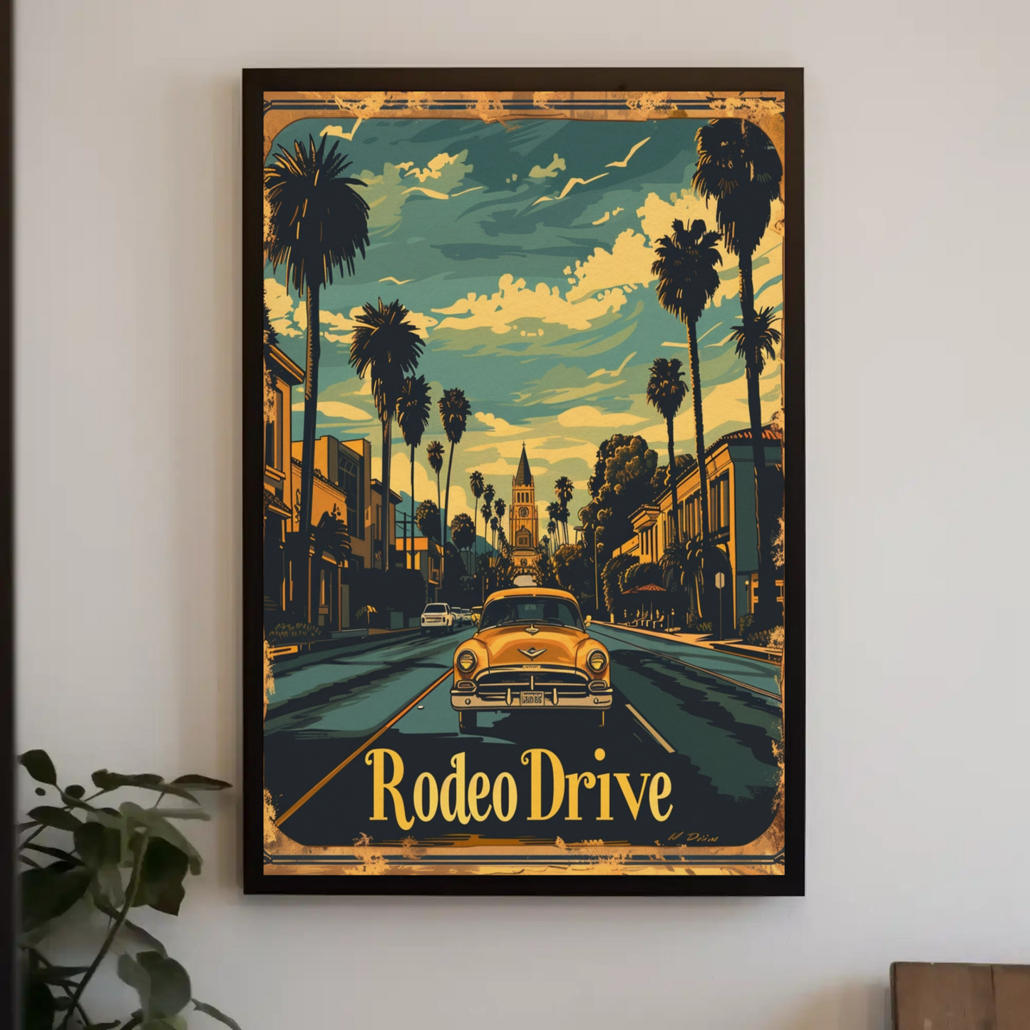 Rodeo Drive Vintage Car Beverly Hills Travel Poster