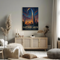 Gateway Arch Sunset Cityscape: Urban or Cityscape Poster