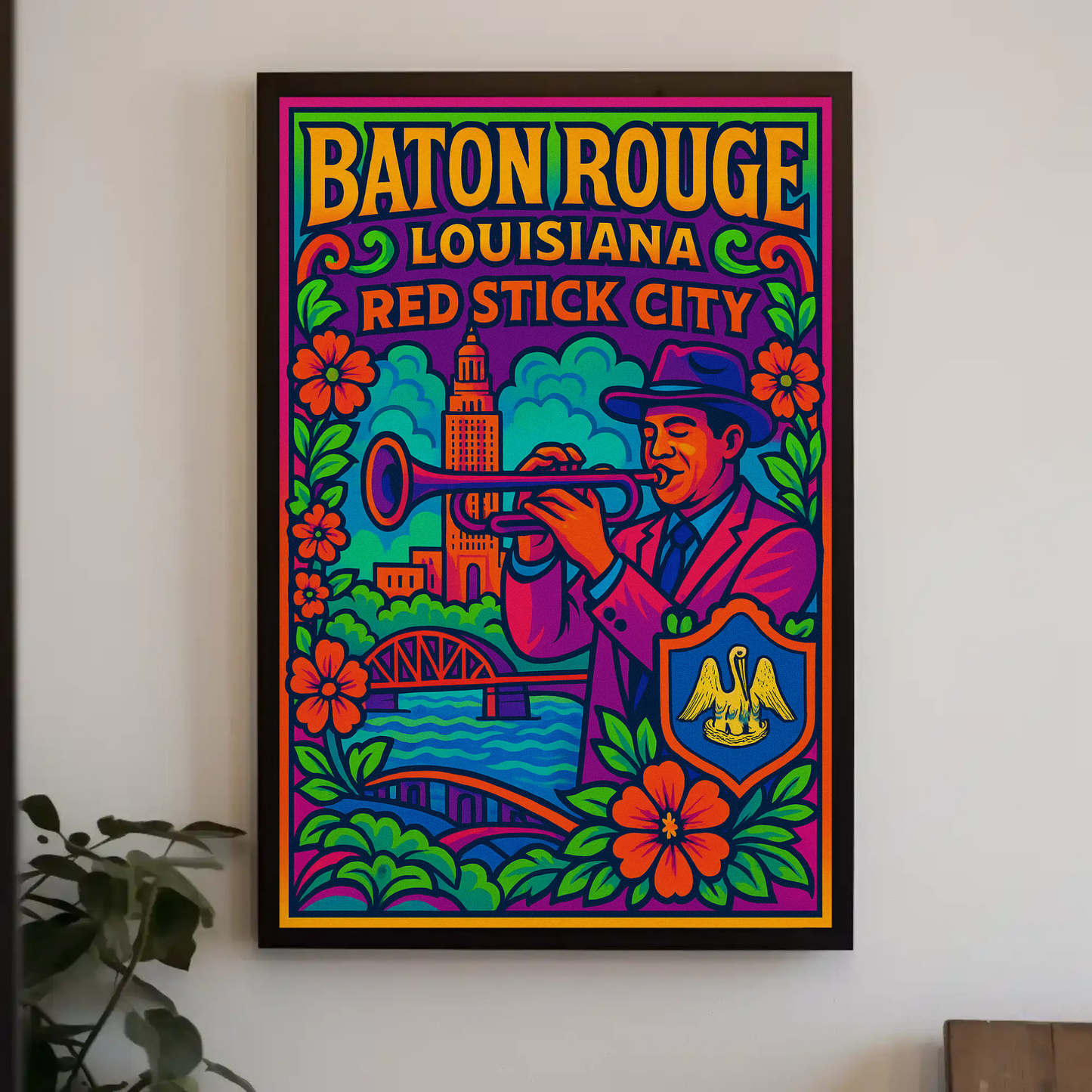 Baton Rouge Red Stick City Travel Poster
