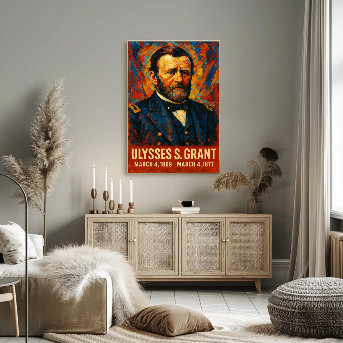 Ulysses S. Grant 18th President of the United States Glitch Hop Art Poster