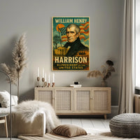 William Henry Harrison 9th President of the United States Layered Digital Collage Poster