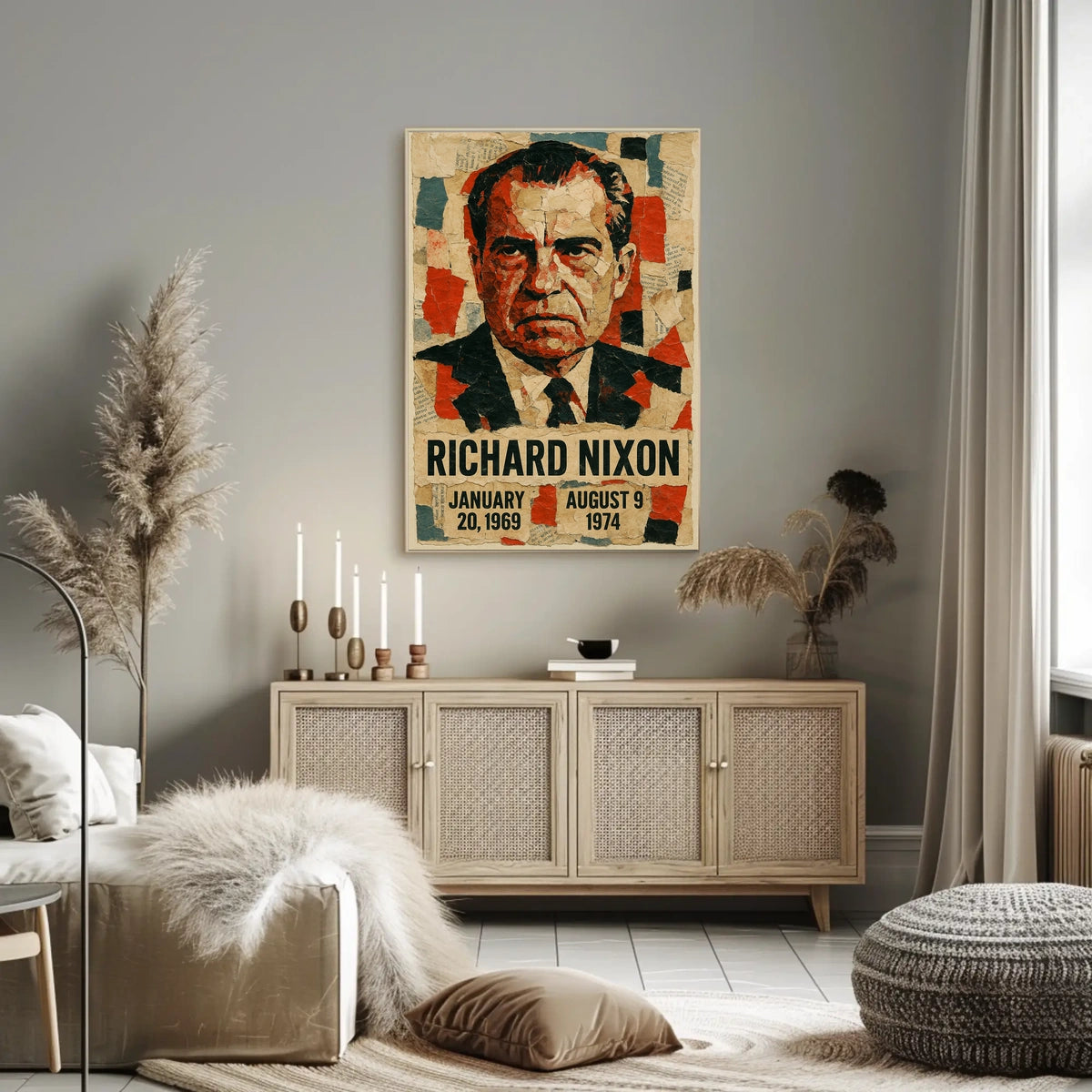 Richard Nixon 37th President of the United States Layered paper Collage Poster