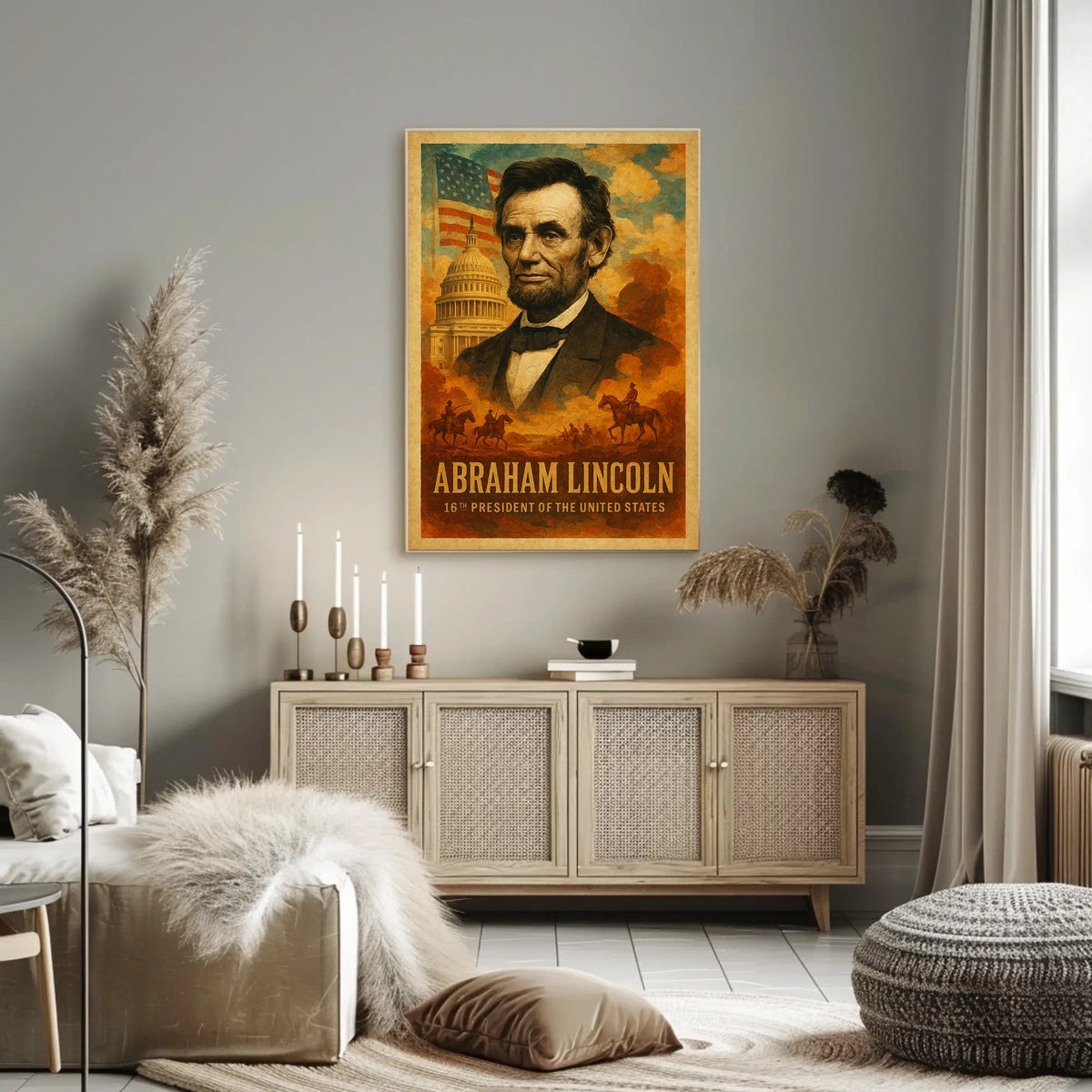 Abraham Lincoln 16th President of the United States Layered Digital Collage Poster