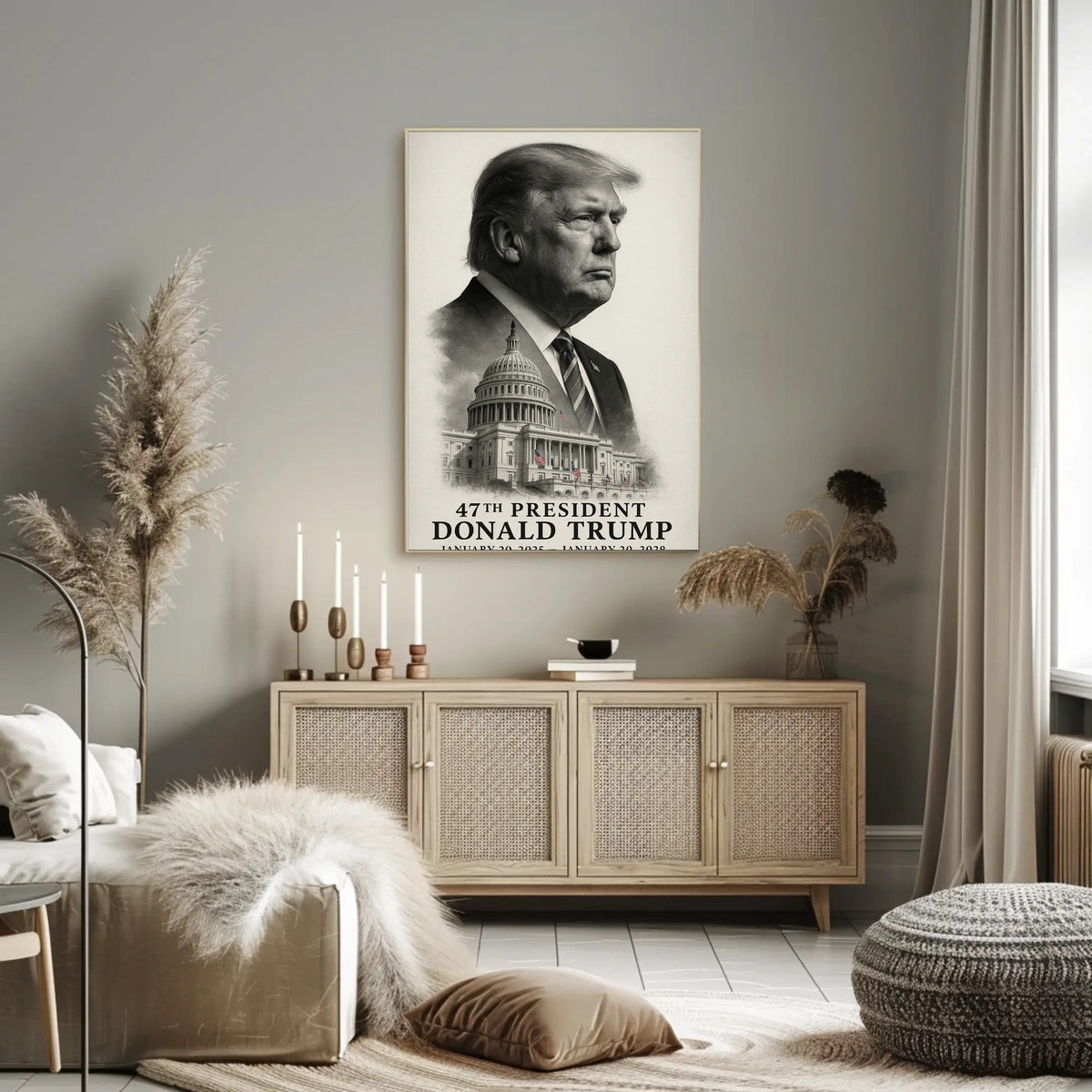 Donald Trump Resolute Visionary Above the Capitol Poster