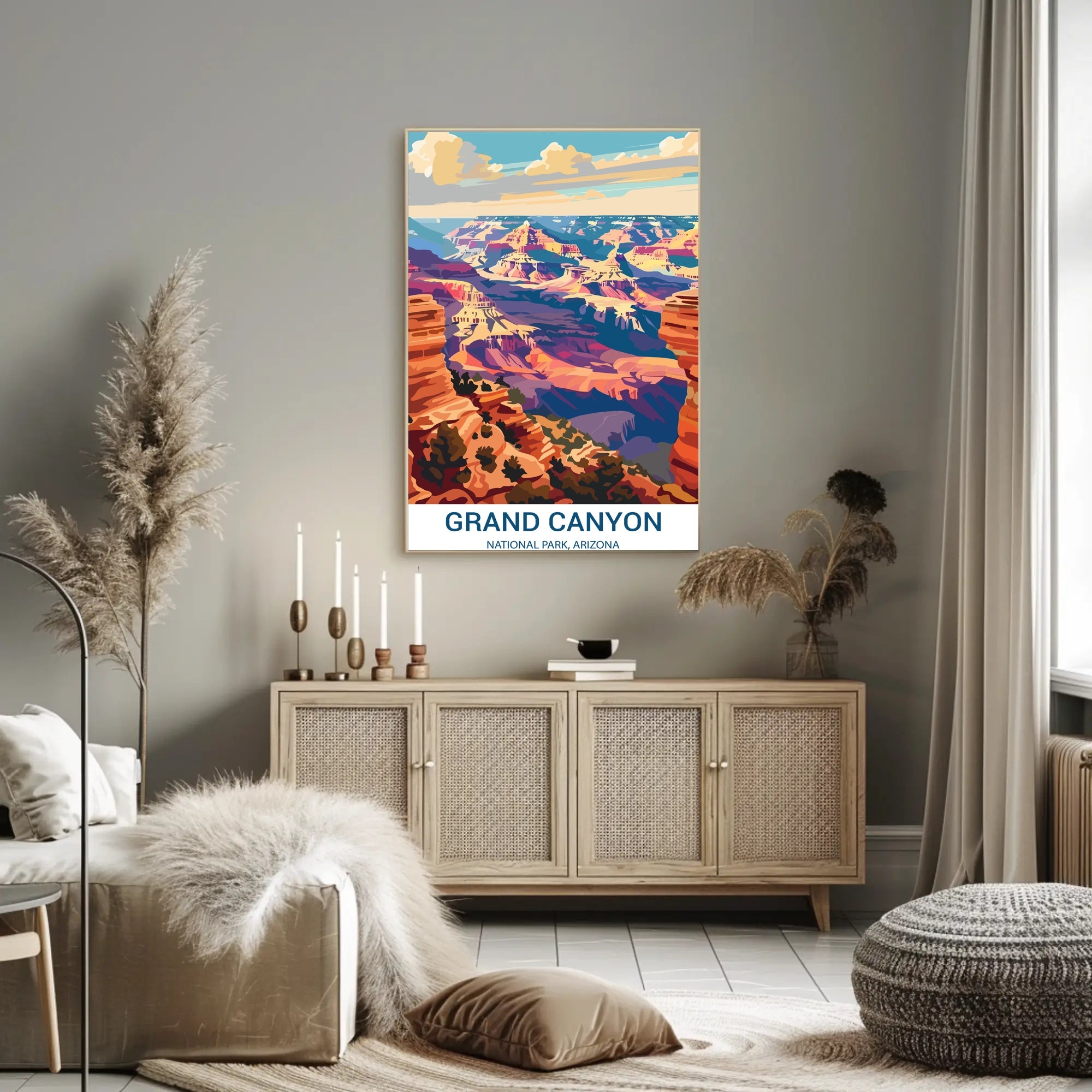 Grand Canyon Majesty in Vibrant Tones National Park Poster