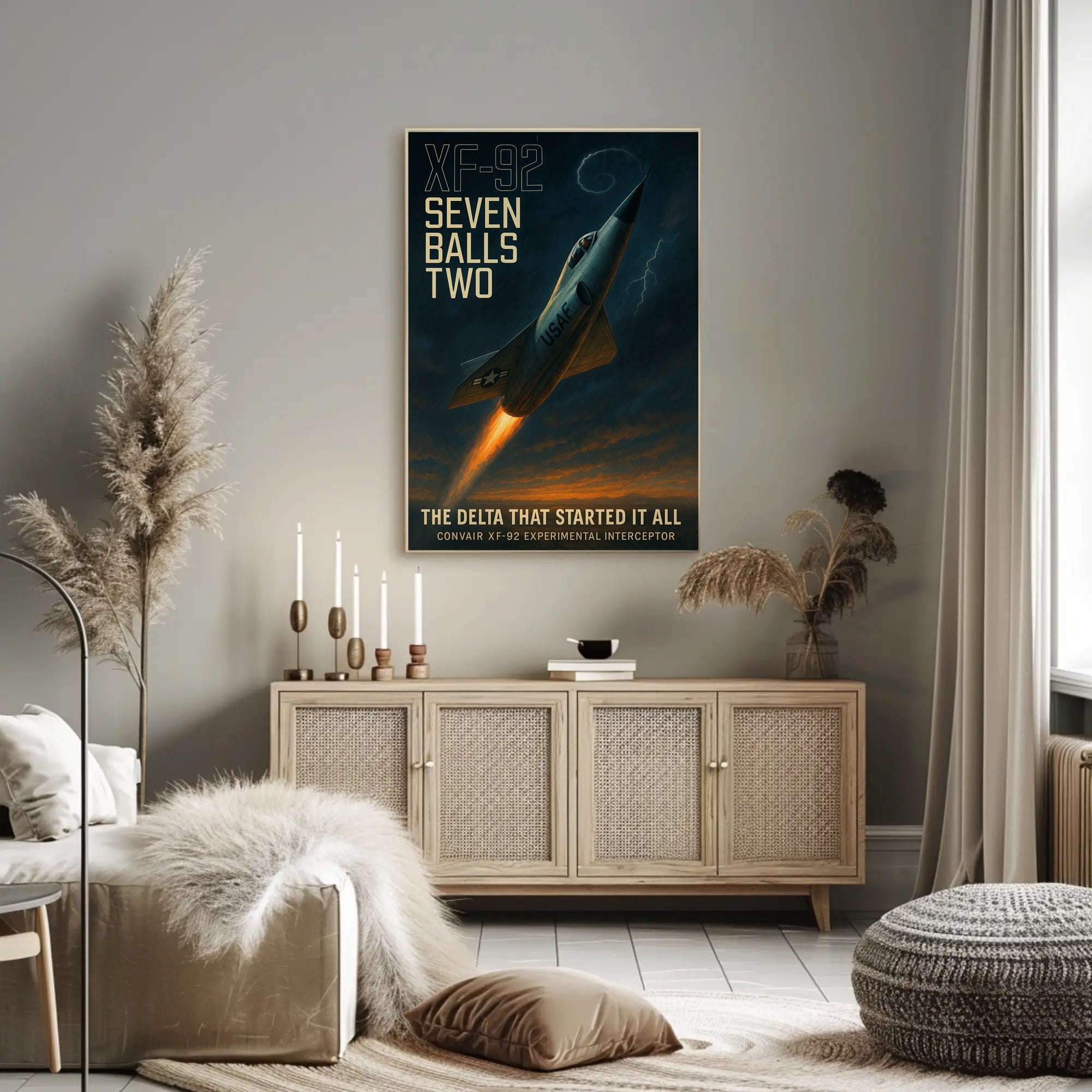 Convair XF-92 in Flight Futuristic Sci-Fi Poster