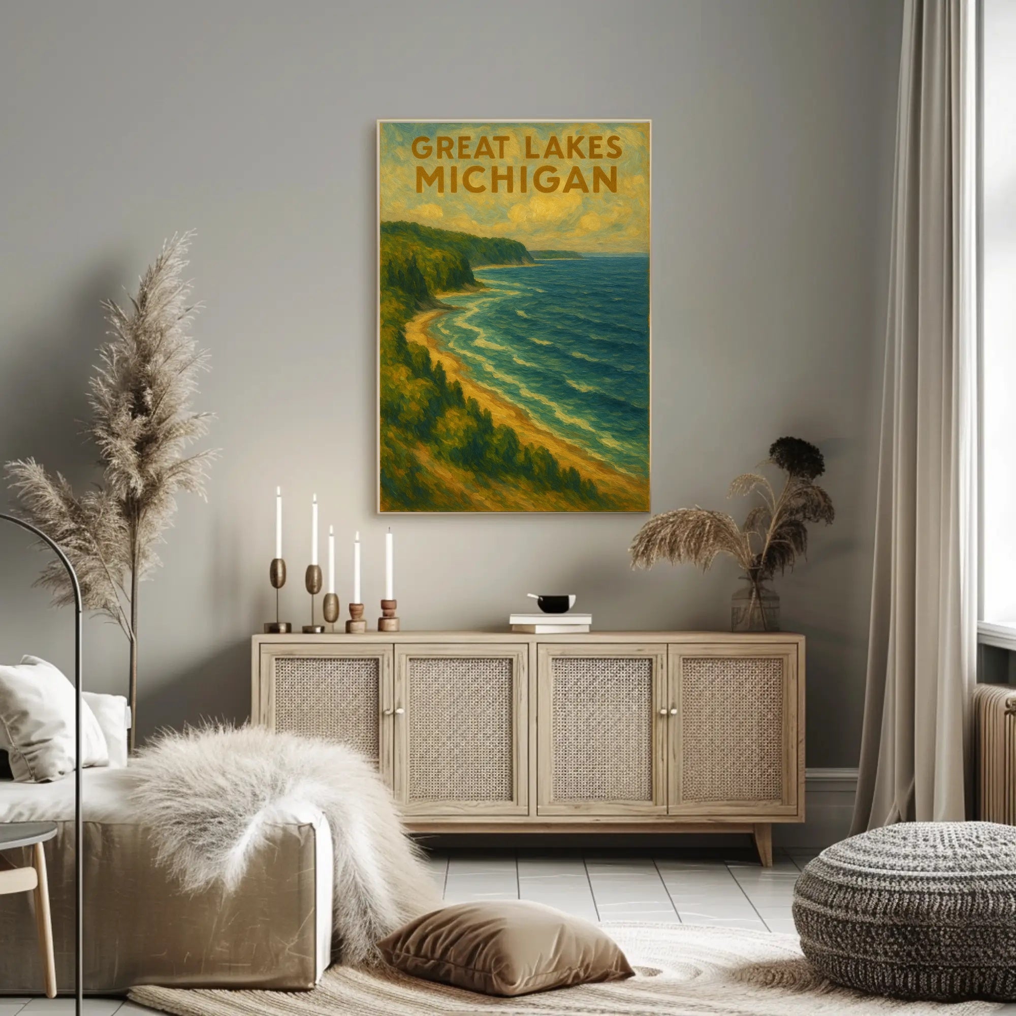 Great Lakes Scenic Landscape Impressionist Travel Poster