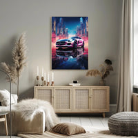 Futuristic Sports Car in Neon City Futuristic Sci-Fi Poster