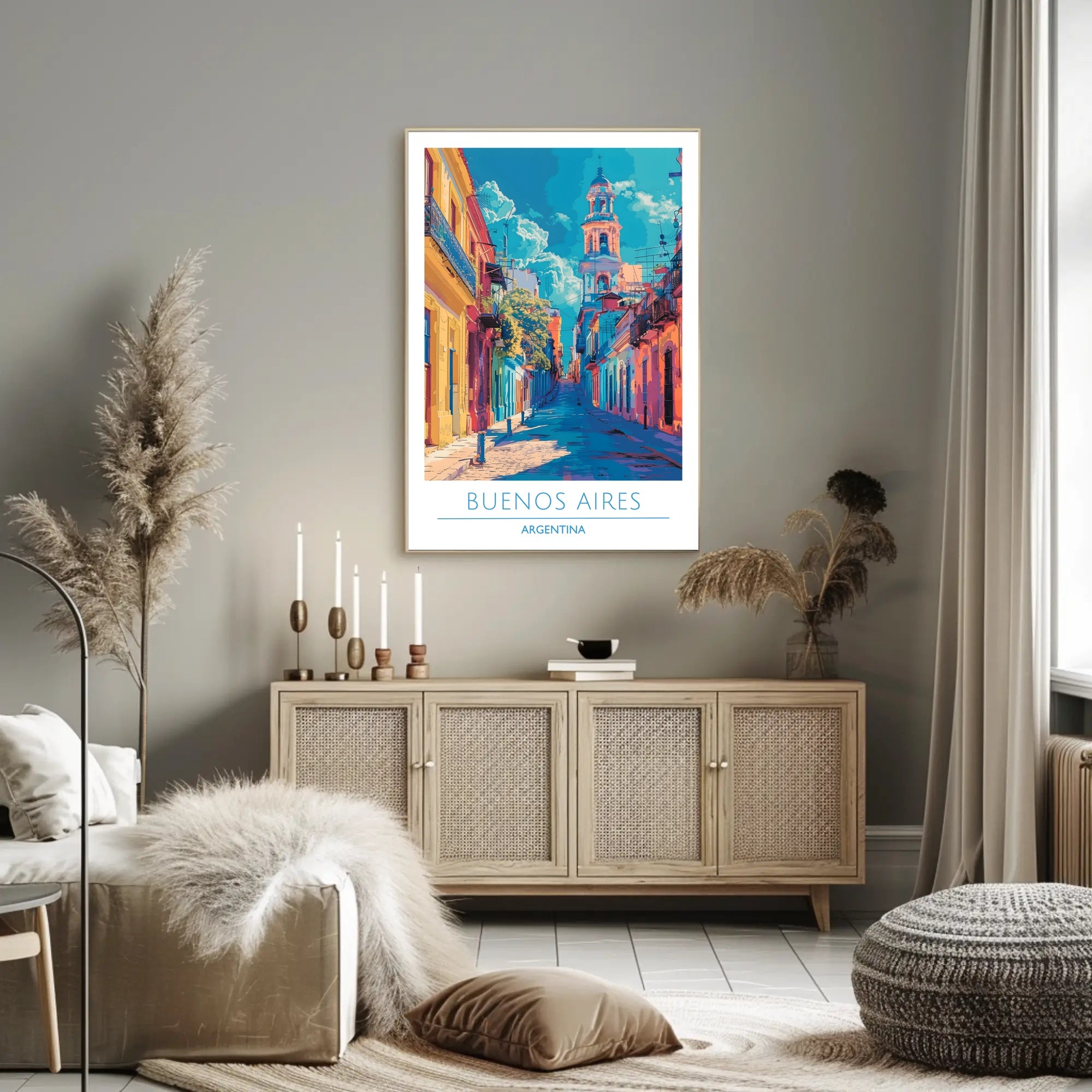 Vibrant Buenos Aires Urban Scene Impressionistic Urban or Cityscape Poster