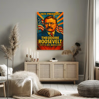 Theodore Roosevelt 26th President of the United States Colorful Comic Book Style Poster