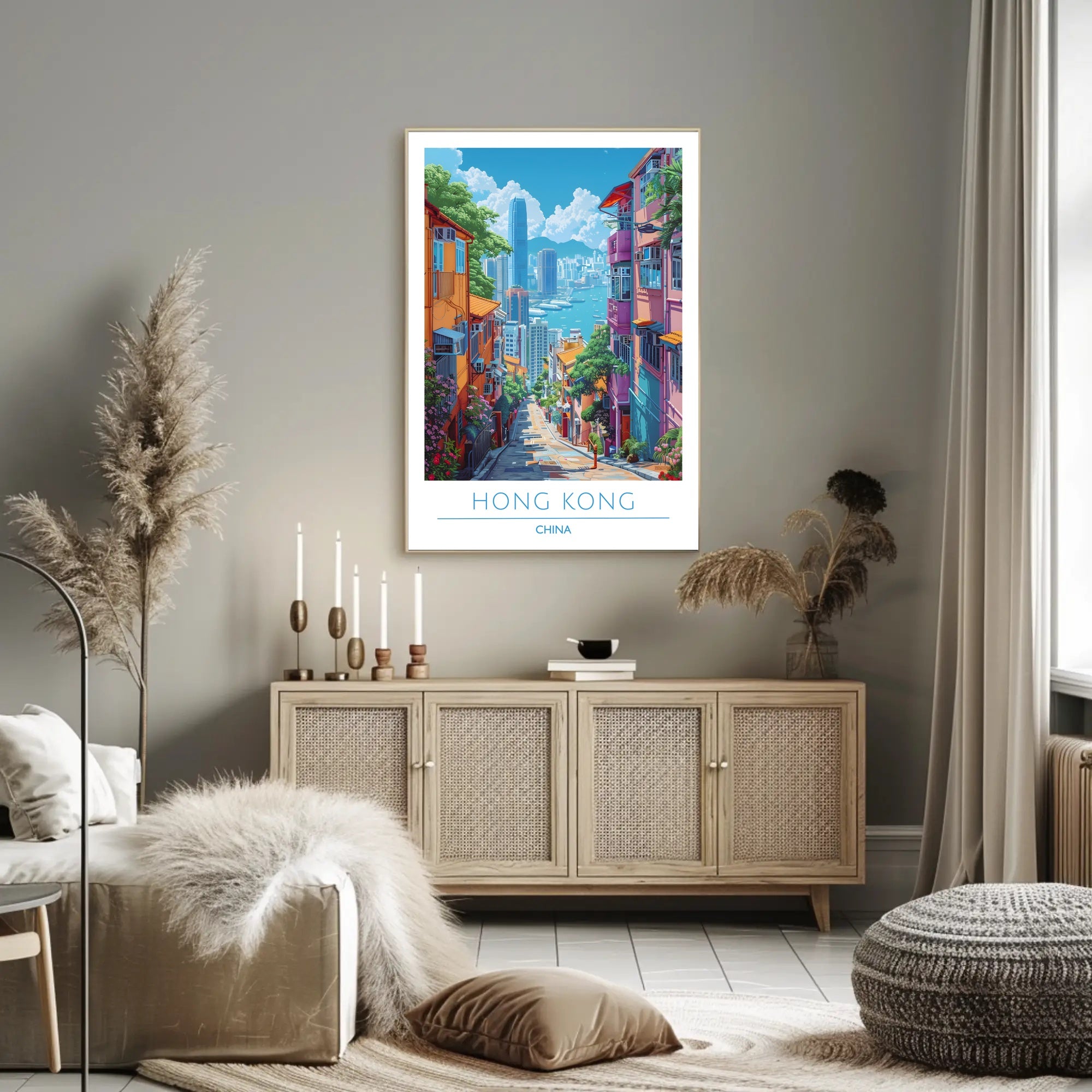 Vibrant Hong Kong Cityscape Adventure Urban or Cityscape Poster