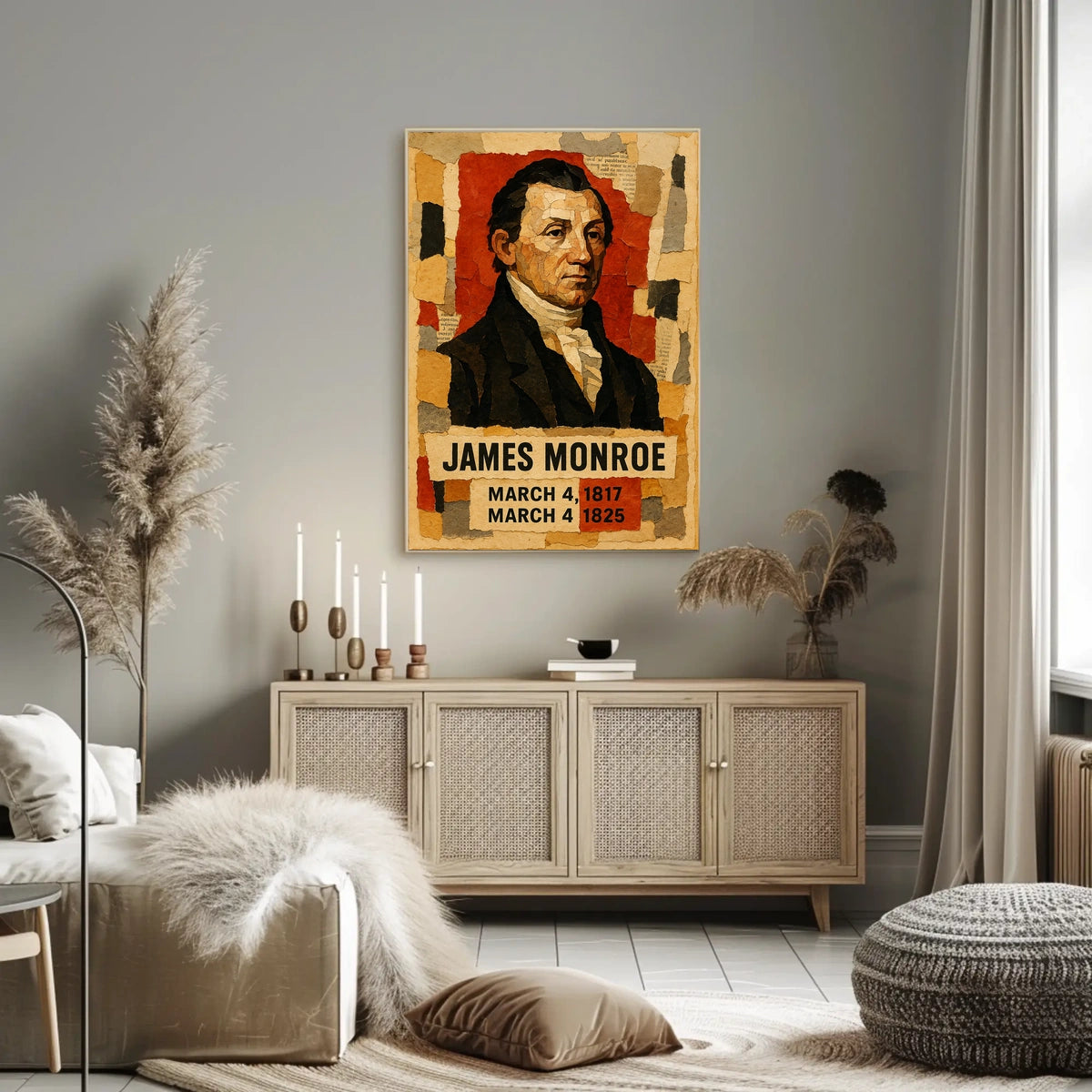 James Monroe 5th President of the United States Layered paper Collage Poster