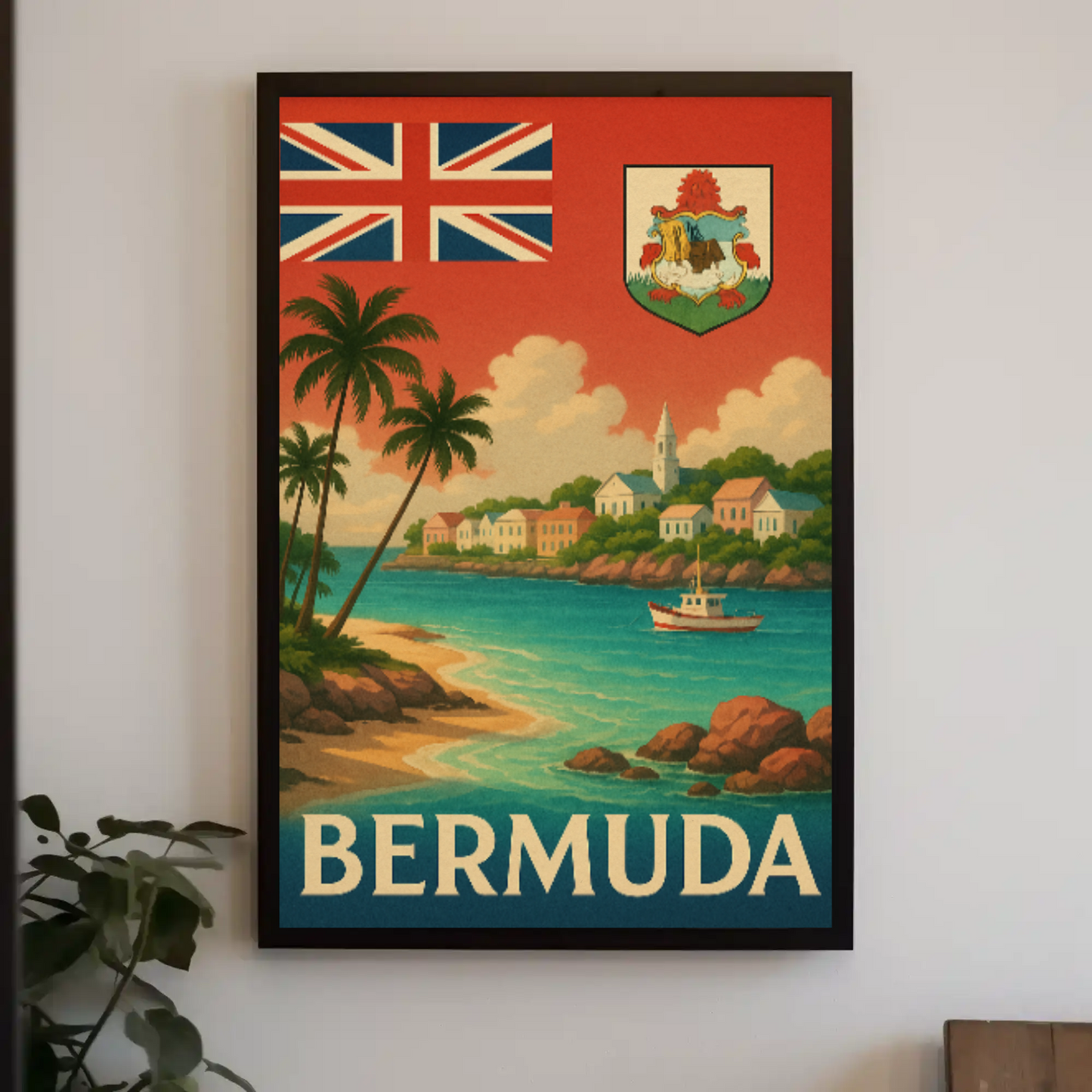 Bermuda Coastal Charm Vintage Travel Poster