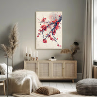 Elegant Red Plum Blossoms Artistic Poster PosterGoat
