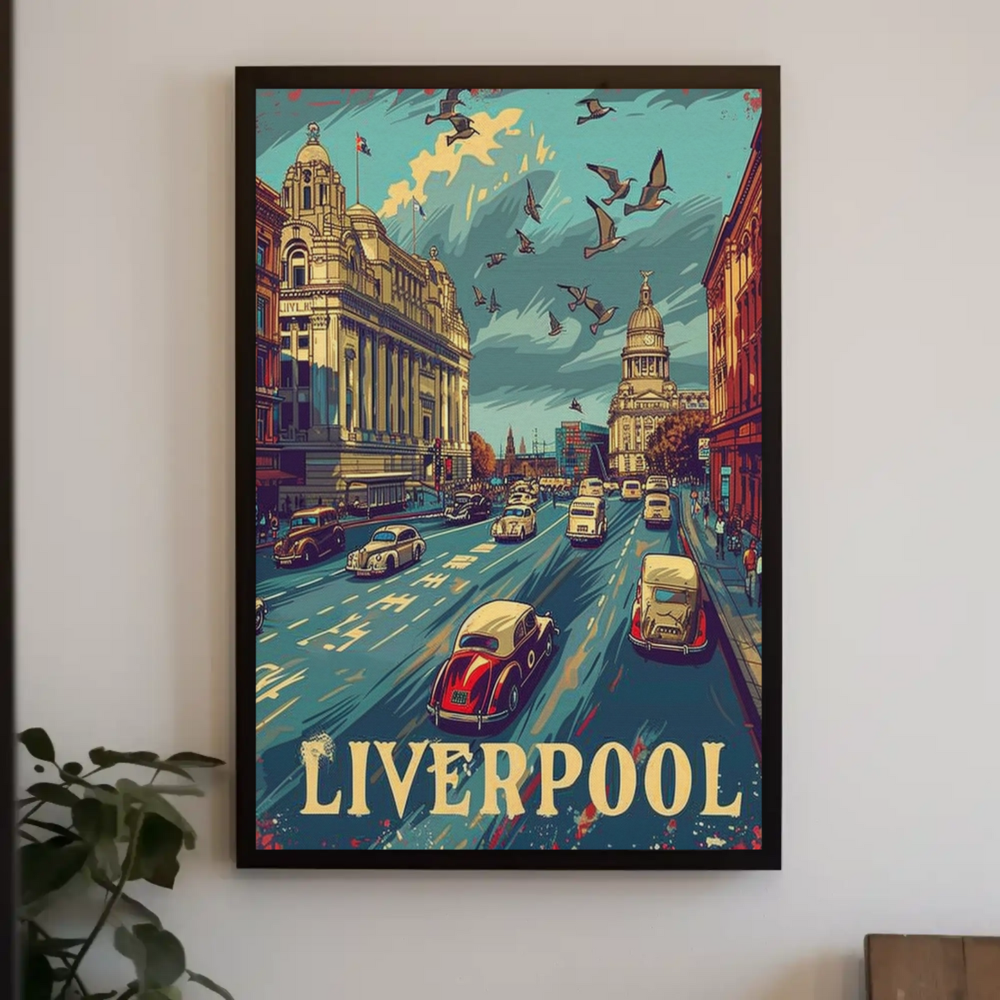 Historic Liverpool Downtown Travel Poster