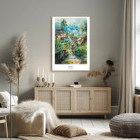 Bali Watercolor Travel Poster: Serene Tropical Landscape Art PosterGoat