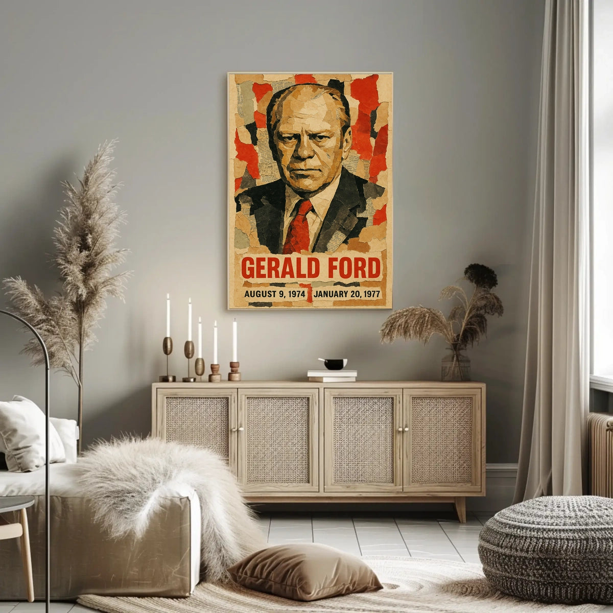 Gerald Ford 38th President of the United States Layered paper Collage Poster