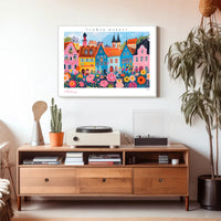 Colorful Flower Market Scene Poster PosterGoat