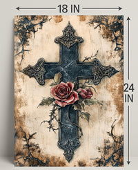 Roses And Cross Poster