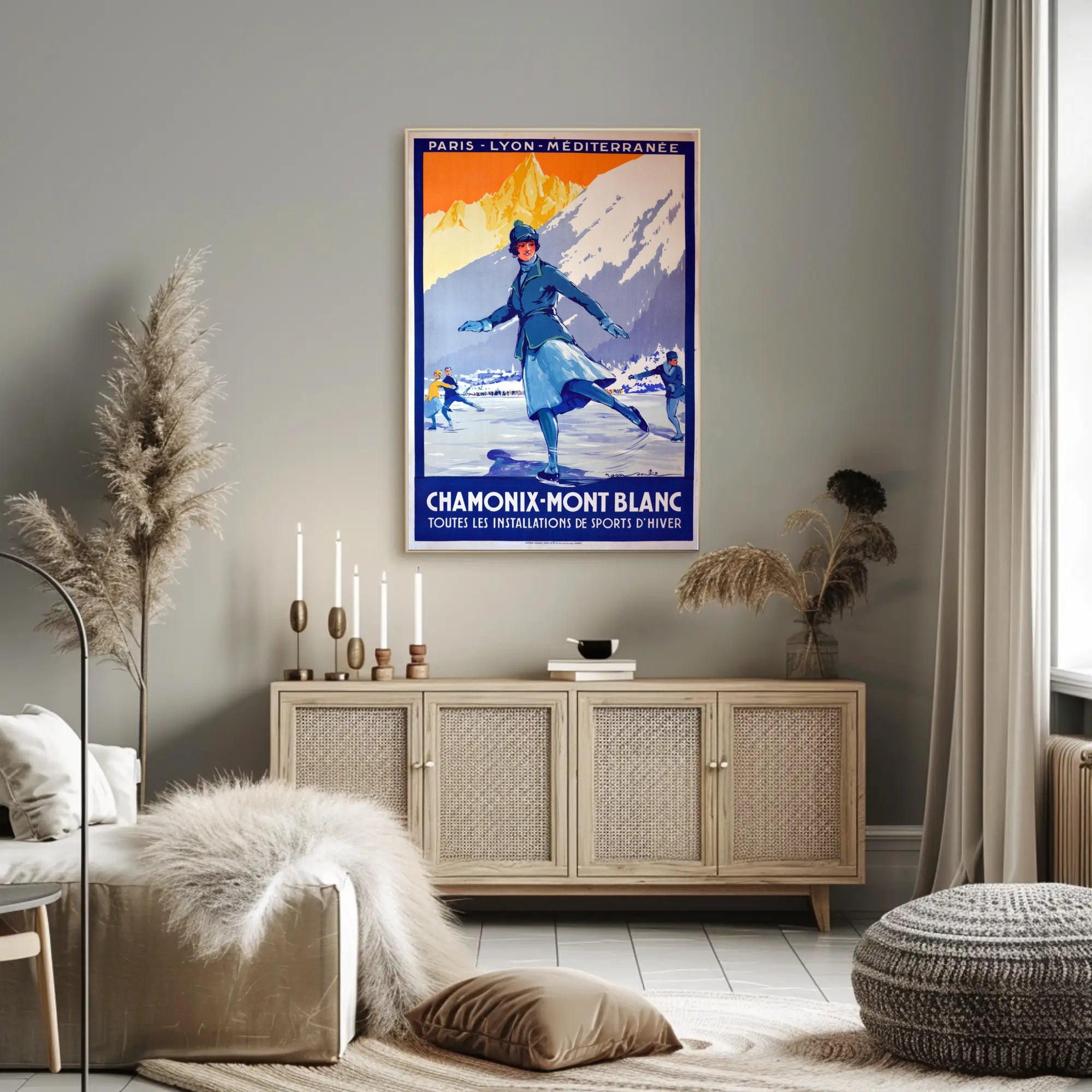 Chamonix-Mont Blanc Vintage Winter Sports Travel Poster PosterGoat