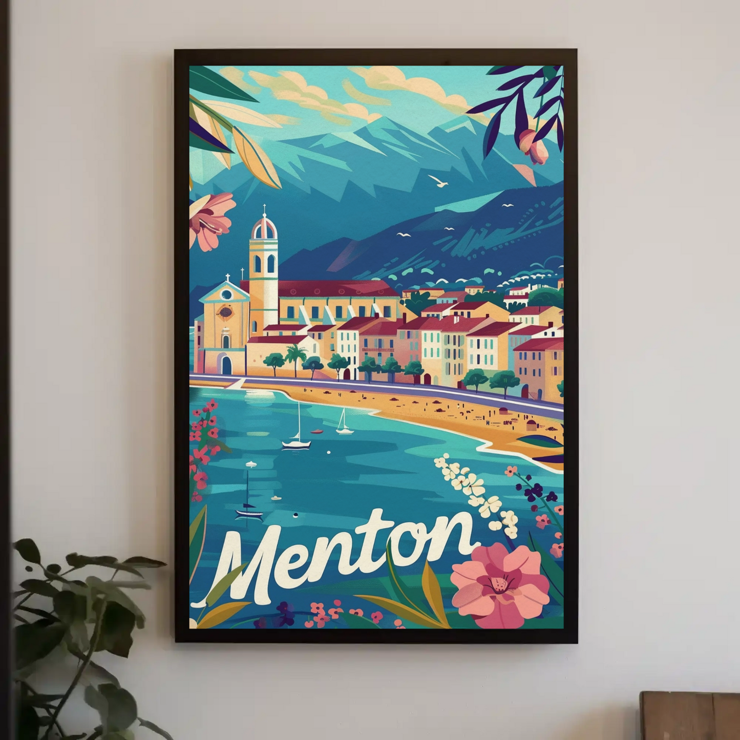 Menton French Riviera Coastal Town Travel Poster